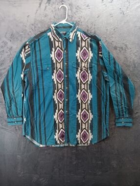 Frontier Series Vintage Aztec Western Southwest Button Up Shirt XL Men's